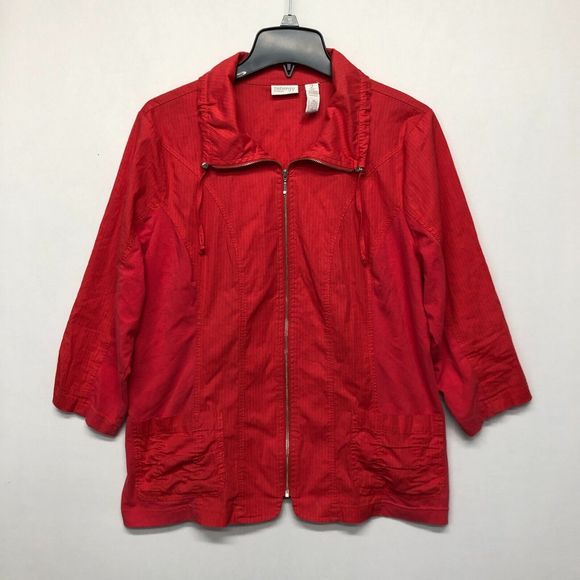 Zenergy by Chico's Women Full Zip Jacket Size 2 Red B241 -30 - Picture 1 of 16